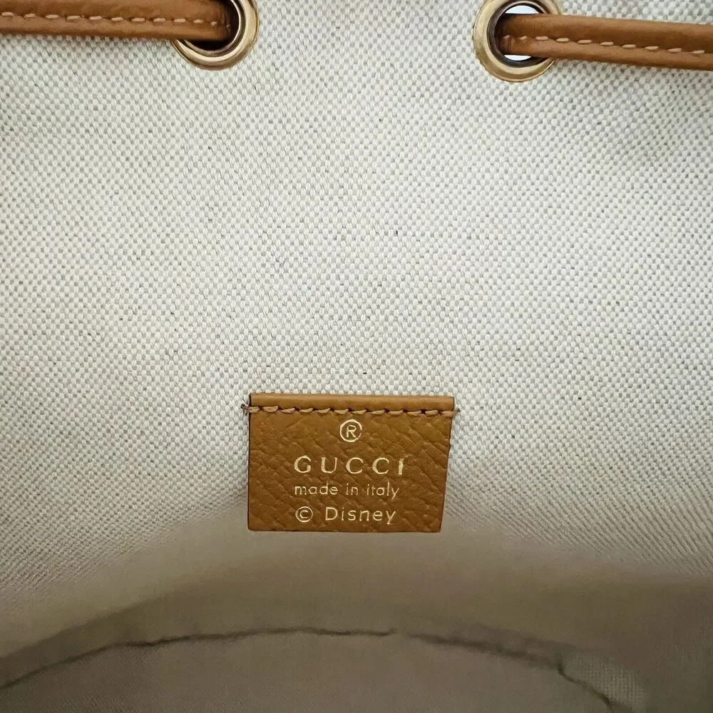 GUCCI x DISNEY Mickey Mouse Print Canvas Leather Bucket Shoulder Bag
